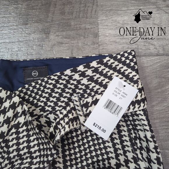 Adriano Goldschmied Lettuce Edge Houndstooth Print Pants Size 27 (4) - Picture 2 of 6